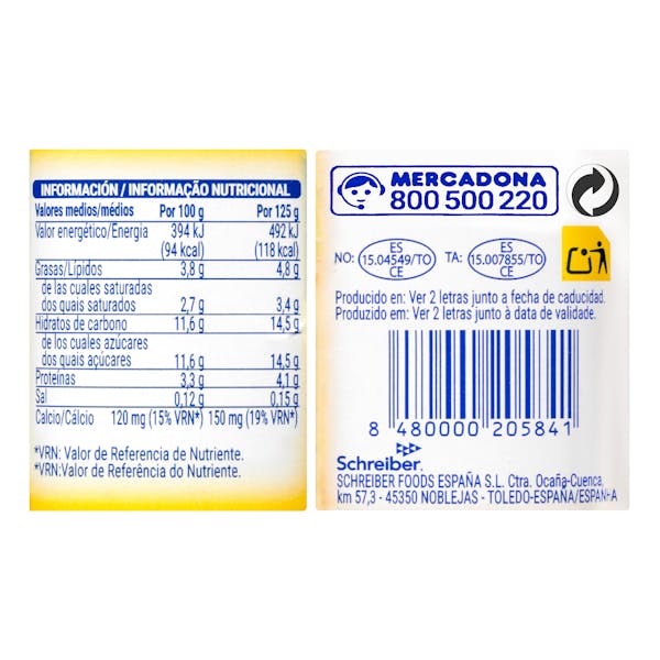 Yogur natural con azúcar de caña Hacendado