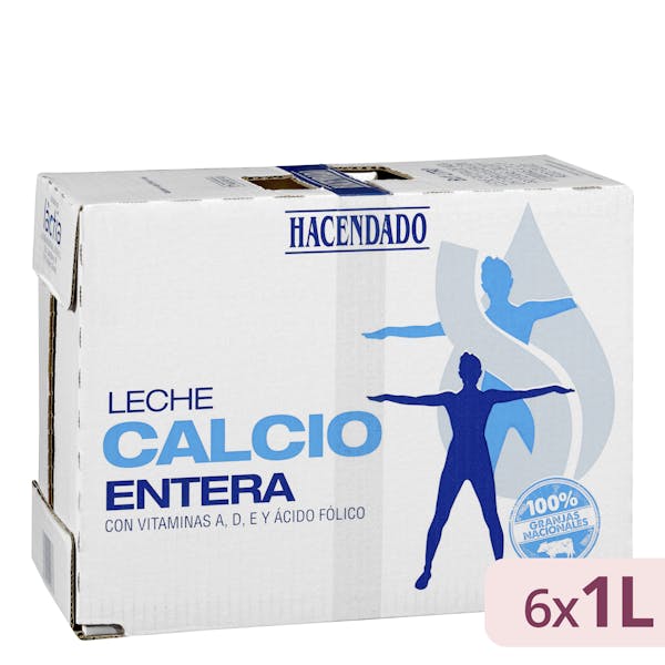 Leche entera calcio Hacendado