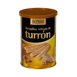 Barquillos rellenos de turrón Hacendado