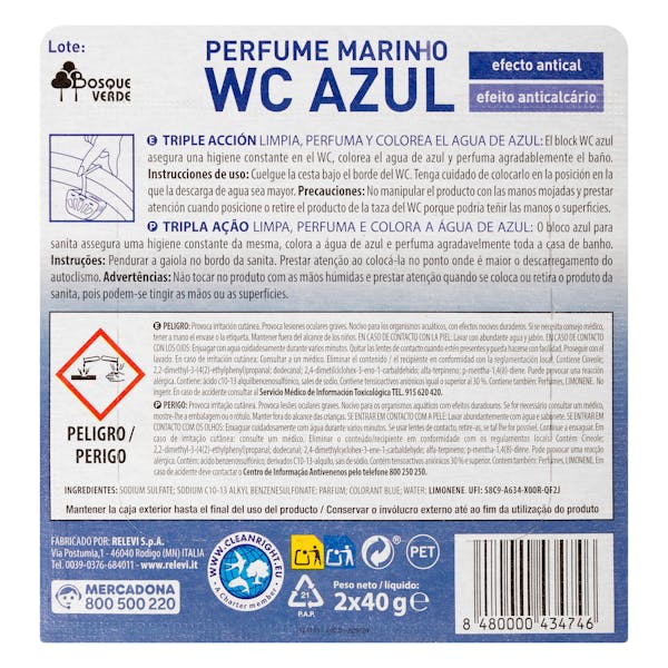 Colgador WC Azul perfume marino Bosque Verde