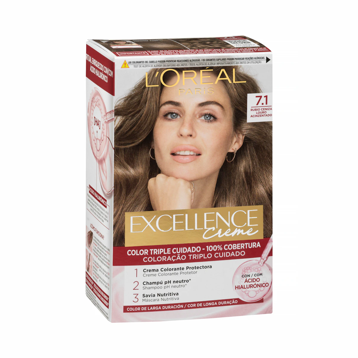 Coloración permanente 7.1 rubio ceniza Excellence Creme – Mercadona – صورة إعلانية للمنتج