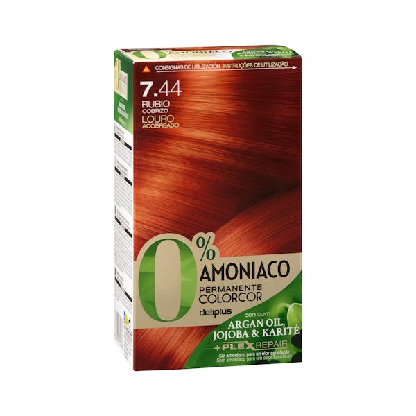 Coloración permanente 7.44 rubio cobrizo Deliplus 0% amoníaco