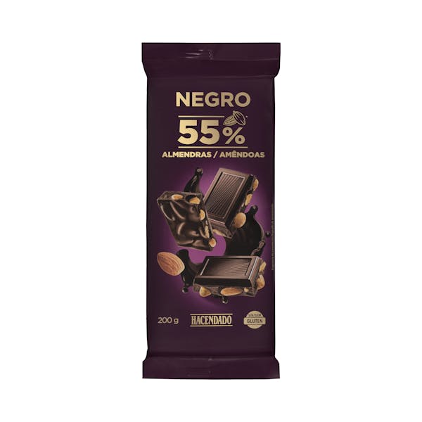 Imagen de Chocolate negro 55% cacao Hacendado con almendras