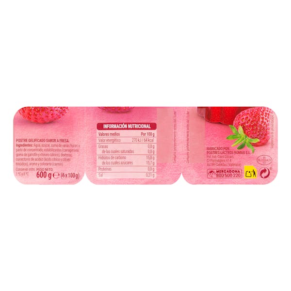 Gelatina sabor fresa Hacendado