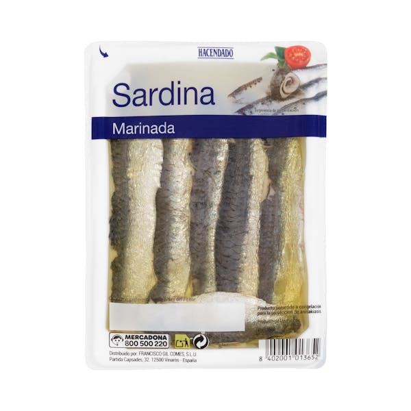 Filetes de sardina marinada Hacendado en aceite de oliva virgen extra