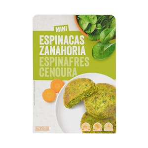 Mini hamburguesas vegetales Hacendado con espinacas y zanahoria