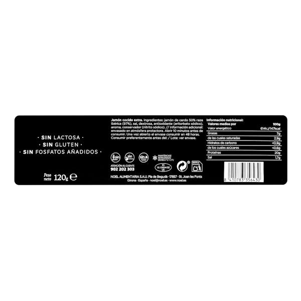 Jamón cocido extra 50% raza ibérica Noel lonchas