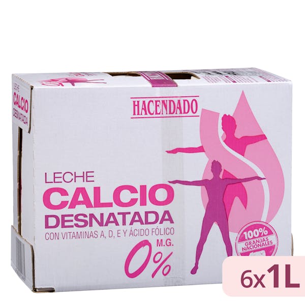 Leche desnatada calcio Hacendado