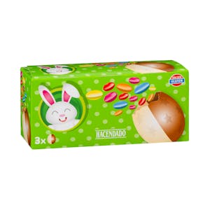 Huevos con disquitos Pascua de chocolate Hacendado