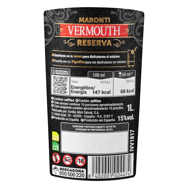 Vermouth rojo Maronti reserva