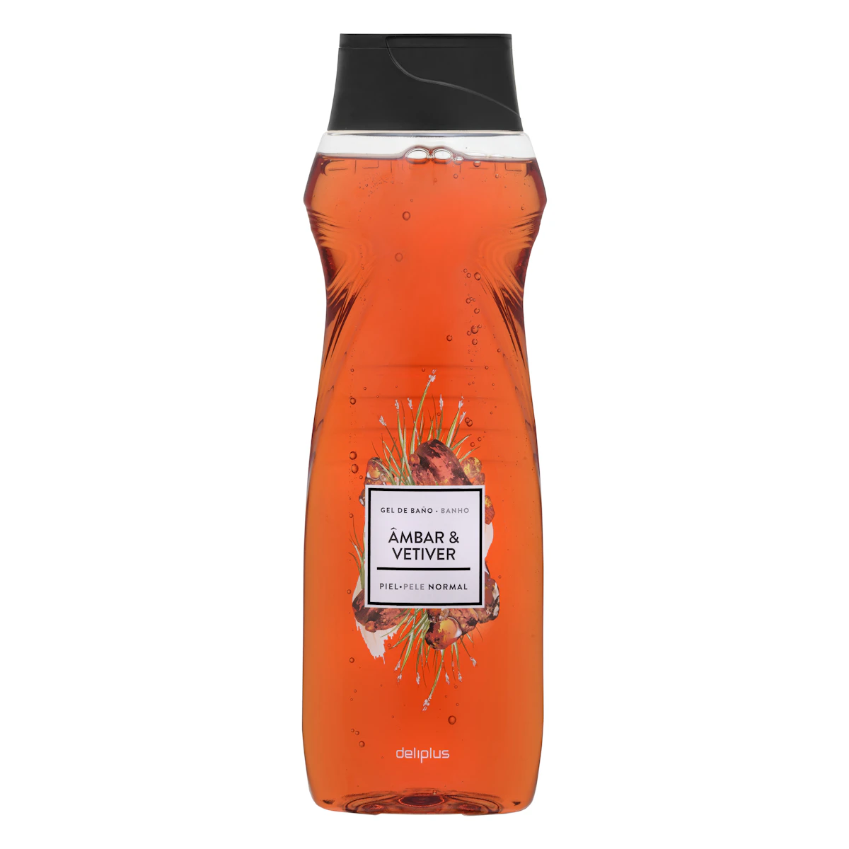 Gel de baño ambar y vetiver Deliplus piel normal – Mercadona – صورة إعلانية للمنتج