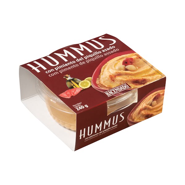 Imagen de Hummus de garbanzos Hacendado con pimiento del piquillo asado