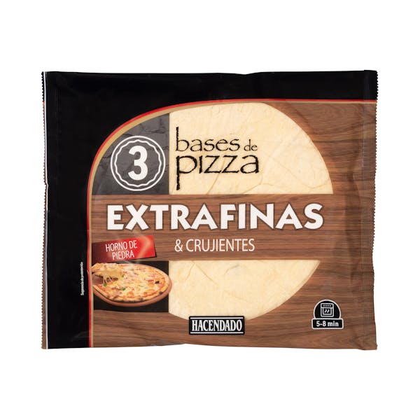 Imagen de Bases de pizza artesanas extrafinas y crujientes Hacendado ultracongeladas