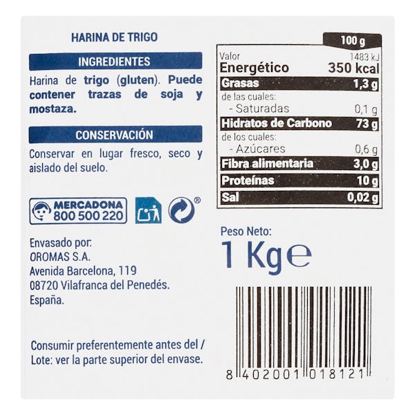 Harina de trigo Hacendado