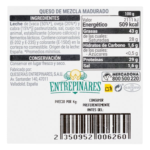 Queso añejo tostado mezcla Hacendado