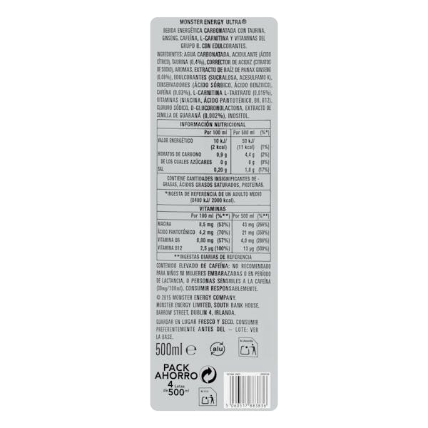 Bebida energética Energy Ultra zero azúcar Monster