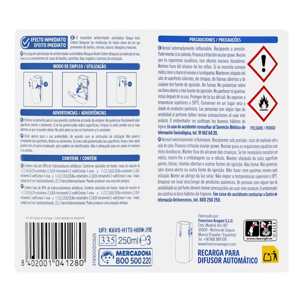 Recambio ambientador automático Cotton Bosque Verde