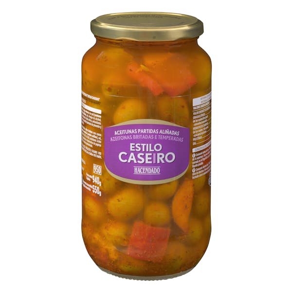 Aceitunas verdes estilo casero Hacendado partidas aliñadas