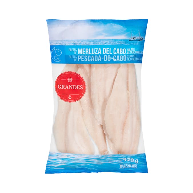 Filetes de merluza del Cabo grandes sin piel Hacendado ultracongelados