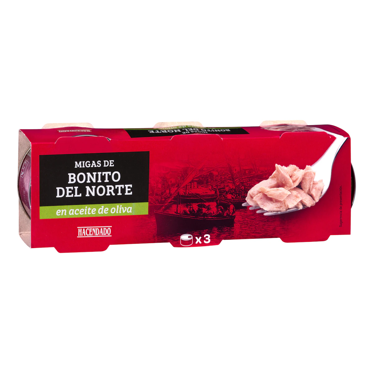 Migas de bonito del norte en aceite de oliva Hacendado – Mercadona – صورة إعلانية للمنتج