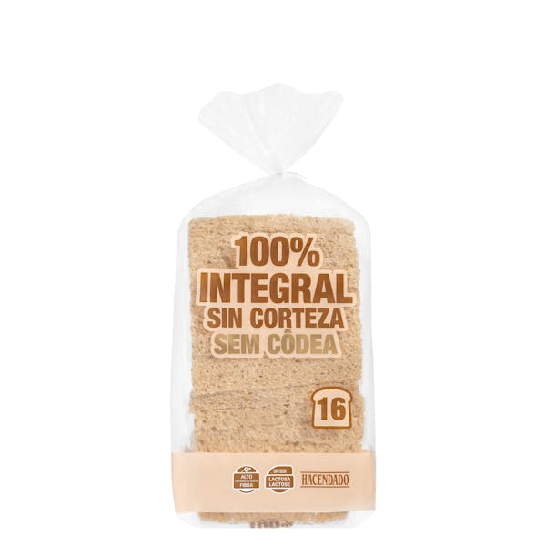 Imagen de Pan de molde 100% integral sin corteza Hacendado