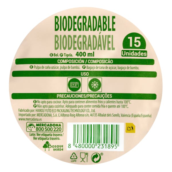 Bol biodegradable Bosque Verde