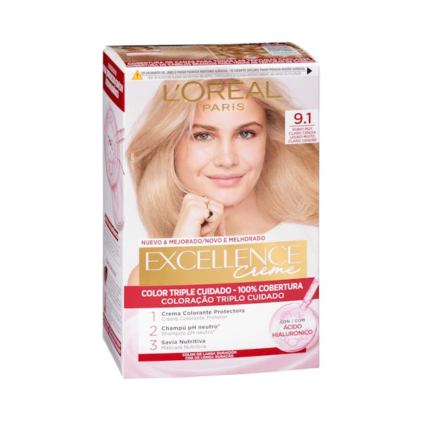 Coloración permanente 9.1 rubio claro claro ceniza Excellence Creme