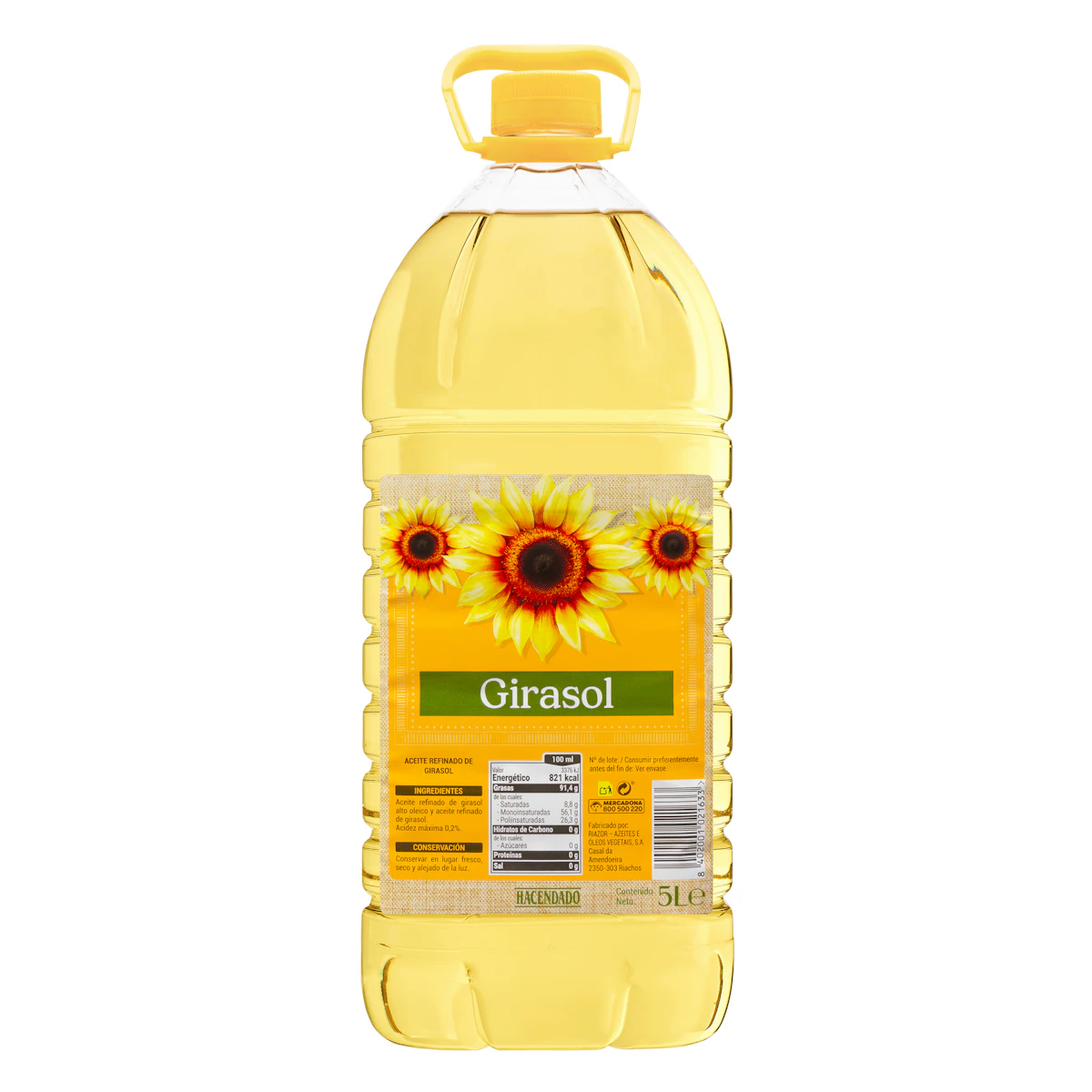 Aceite de girasol refinado 0,2º Hacendado – Mercadona – صورة إعلانية للمنتج