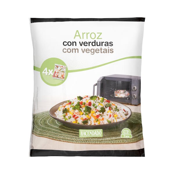 Arroz con verduras para microondas Hacendado ultracongelado