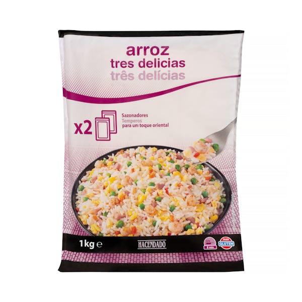 Arroz tres delicias Hacendado ultracongelado