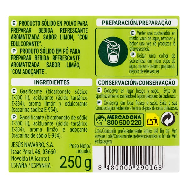 Sal de frutas sabor limón Hacendado