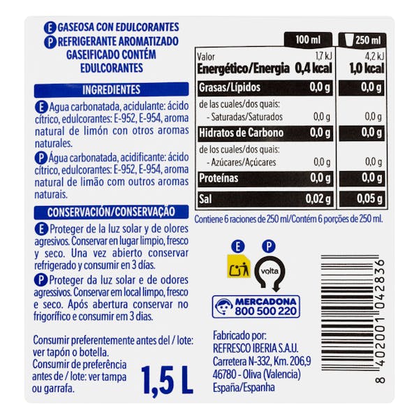 Gaseosa grande Hacendado