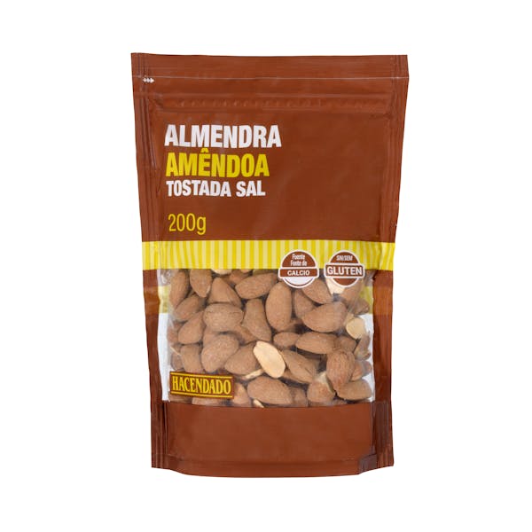 Almendra tostada y salada Hacendado con piel