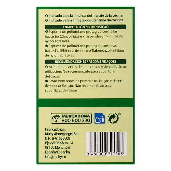 Estropajo salvauñas suciedad resistente Bosque Verde