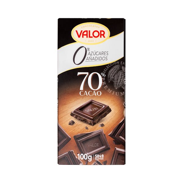 Chocolate 70% negro Valor 0% azúcares añadidos