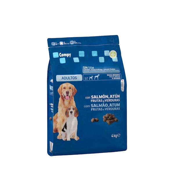 Imagen de Comida perro adulto Compy con salmón, atún, frutas y verduras