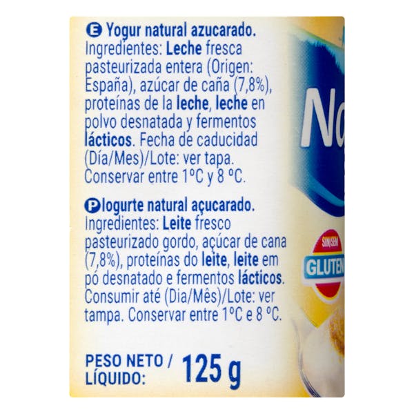 Yogur natural con azúcar de caña Hacendado