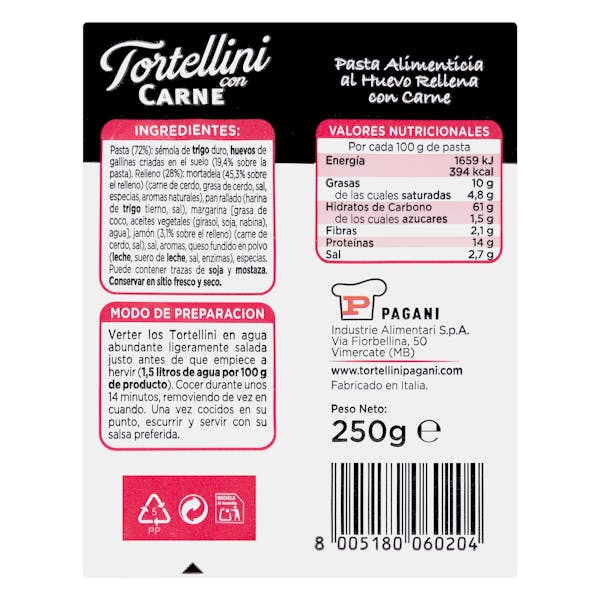 Tortellini carne Pagani