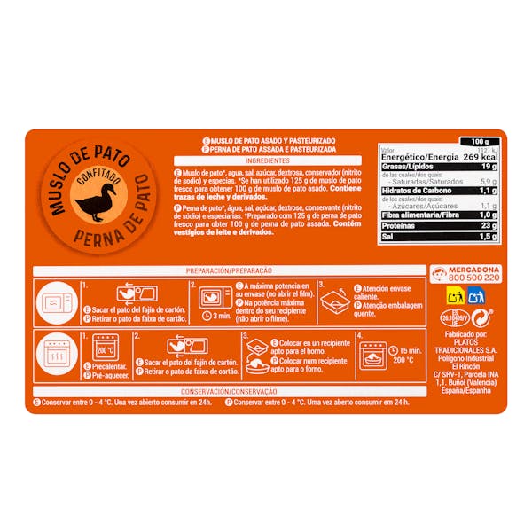 Muslo de pato confitado Hacendado