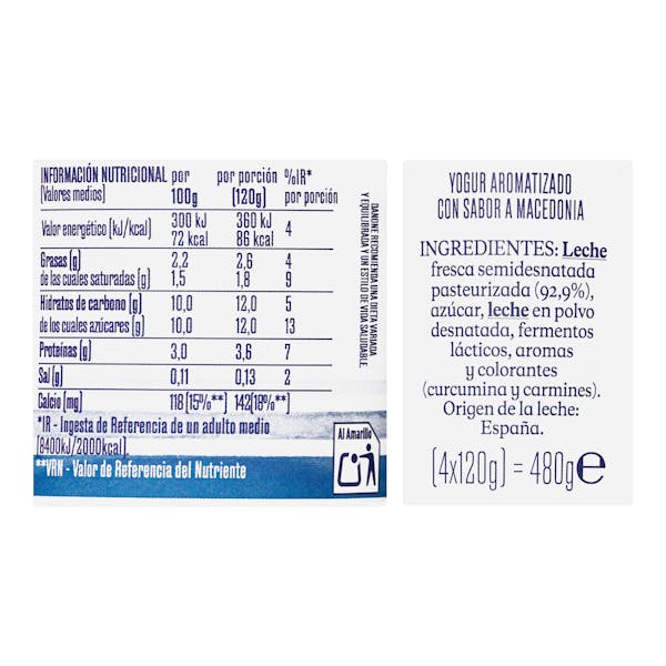 Yogur sabor macedonia Danone