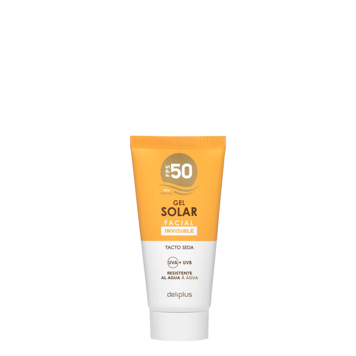 Gel protección solar facial Deliplus FPS 50+ – Mercadona – صورة إعلانية للمنتج