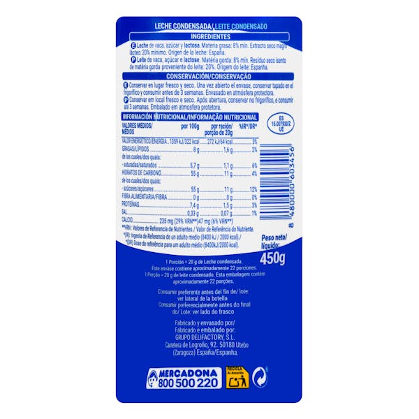 Leche condensada Hacendado
