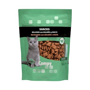 Snacks gato rellenos con salmón y malta Compy