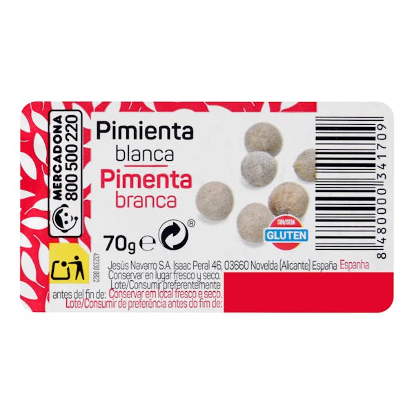 Pimienta blanca molida Hacendado