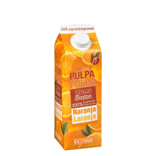 Zumo pura naranja con pulpa Hacendado 1l