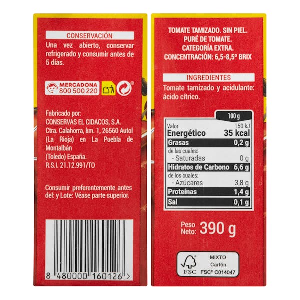 Tomate tamizado sin piel Hacendado
