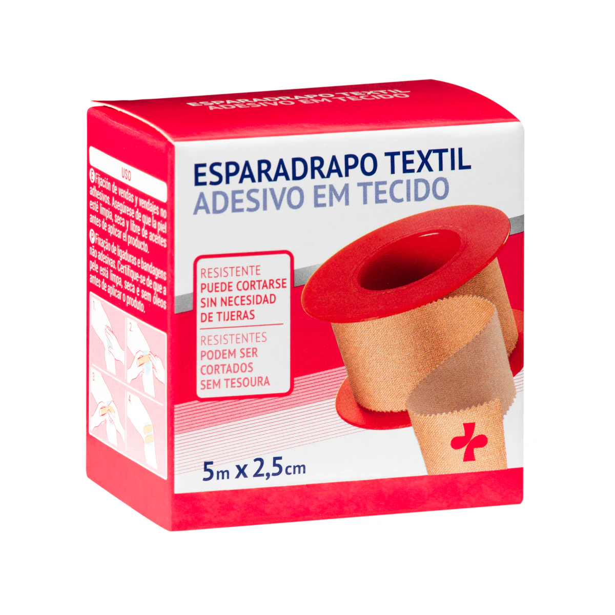 Esparadrapo textil adhesivo resistente color beige Deliplus – Mercadona – صورة إعلانية للمنتج