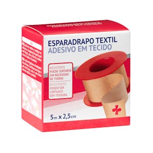 Esparadrapo textil adhesivo resistente color beige Deliplus