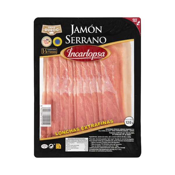 Jamón serrano Incarlopsa lonchas extrafinas