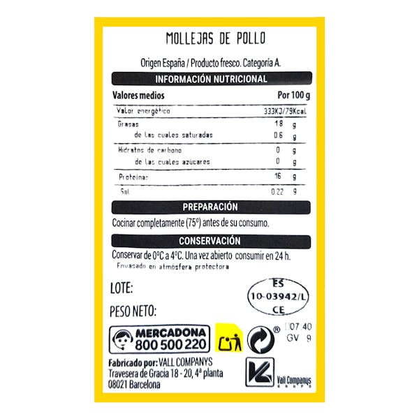 Mollejas de pollo
